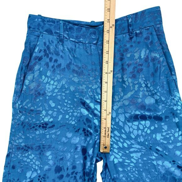 Zara Pants Womens Size XS Blue Jacquard Textured High Waisted Straight Leg Party - Picture 13 of 16